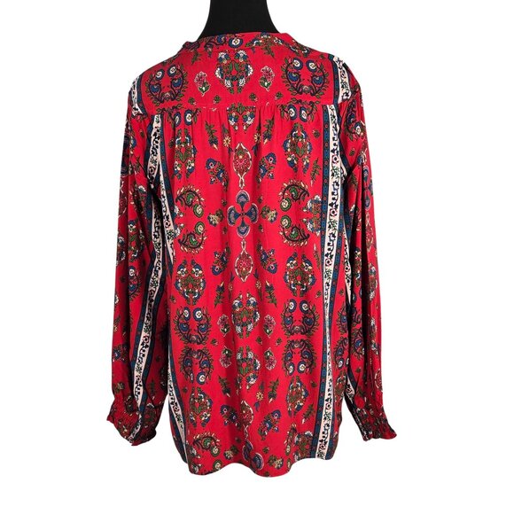 NWT | Tru Luxe Jeans Red Multi Ornate Paisley Floral Embroidered Blouse | Large - Picture 2 of 7